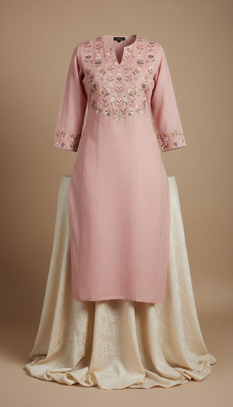 Rose quartz premium cotton kurta