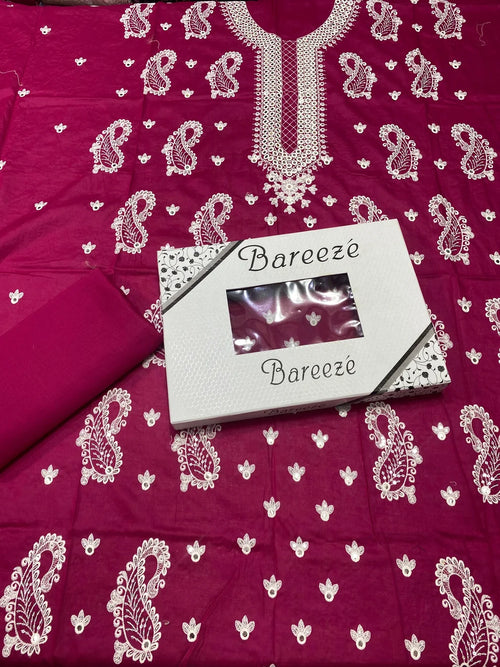 9mm - Lawn 2 Pcs Embroidered Unstitched Suit - Summer Oufits.