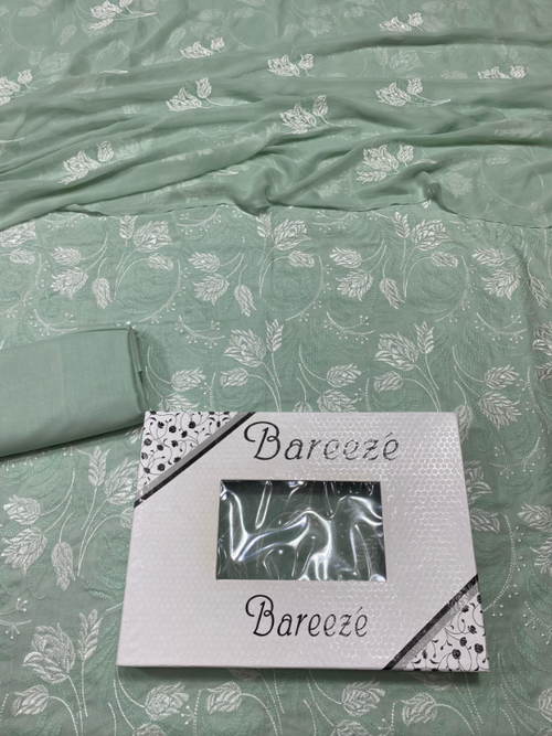 Bareeze - Lawn 3 Pcs Allover Embroidered unstitched Dress with Chiffon Dupatta.