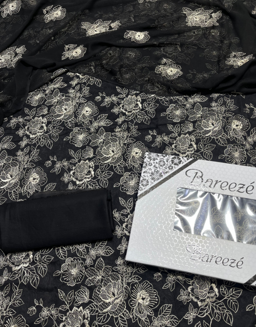 Bareeze - Lawn 3 Pcs Allover Embroidered unstitched Dress with Chiffon Dupatta.